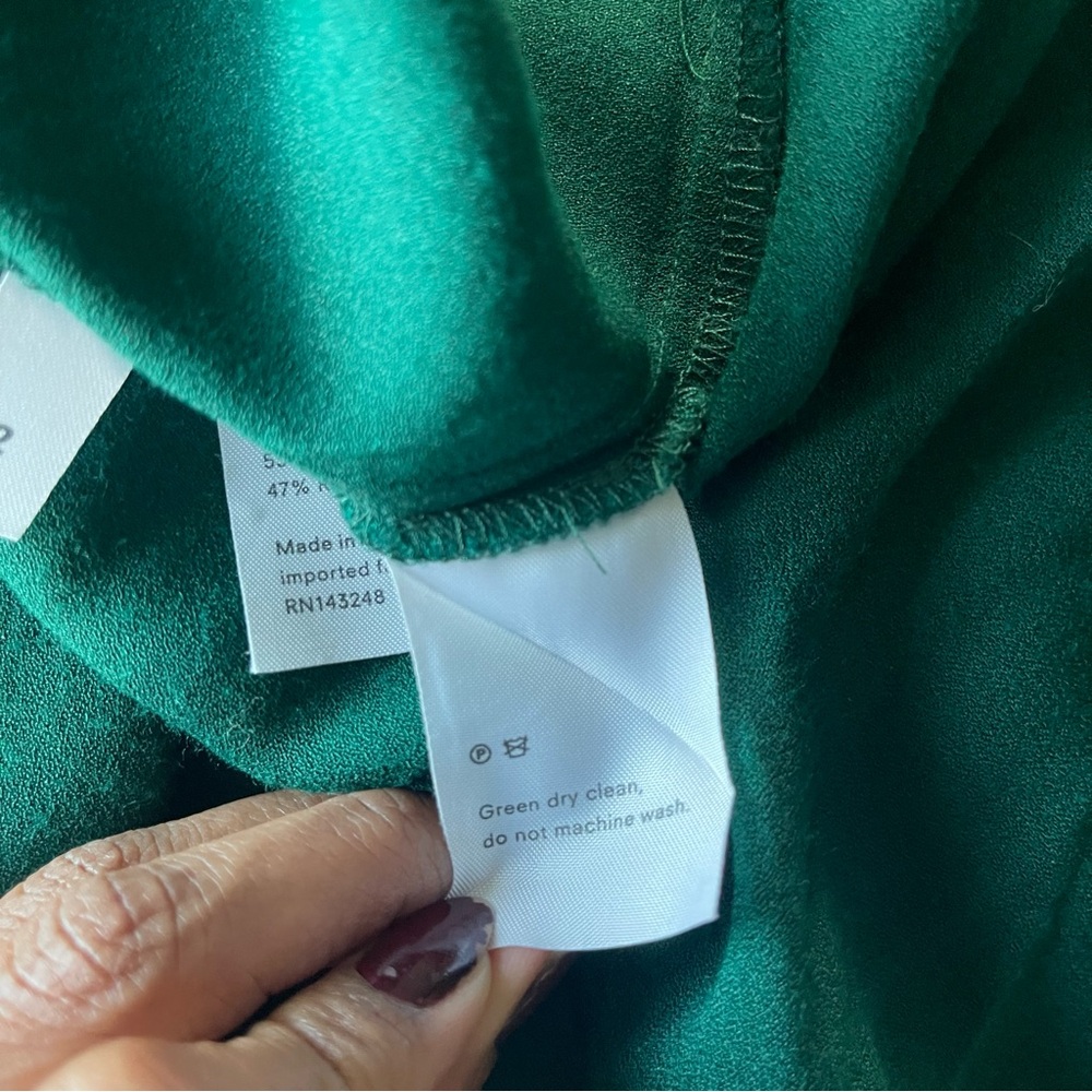 Reformation Emerald Green Off-Shoulder Maxi Dress Ruffle Sleeve Parisian Minimal - Picture 9 of 12